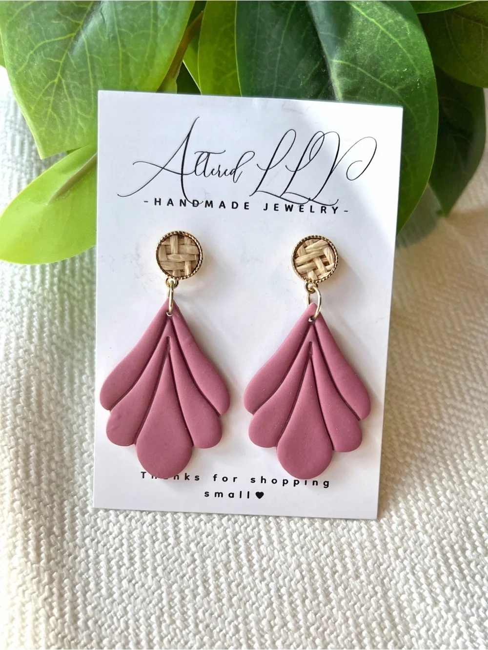 Handmade Mauve Petal Drop Earrings